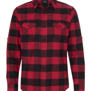 Shell Tech Red & Black Flannel Shirt with Shell Tech Ammo Logo On Front Pocket