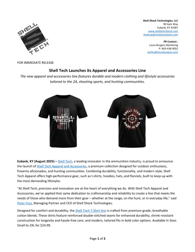 Shell Tech Launches its Apparel and Accessories Line