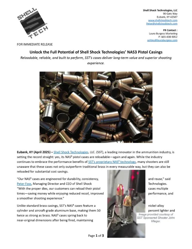 Unlock the Full Potential of Shell Shock Technologies’ NAS3 Pistol Casings