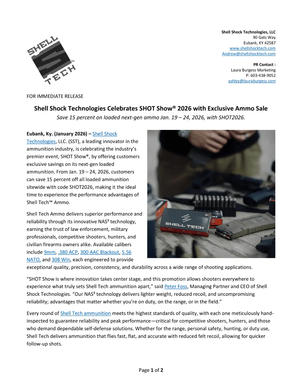 Press Release: Shell Shock Technologies Celebrates SHOT Show® 2026 with ...