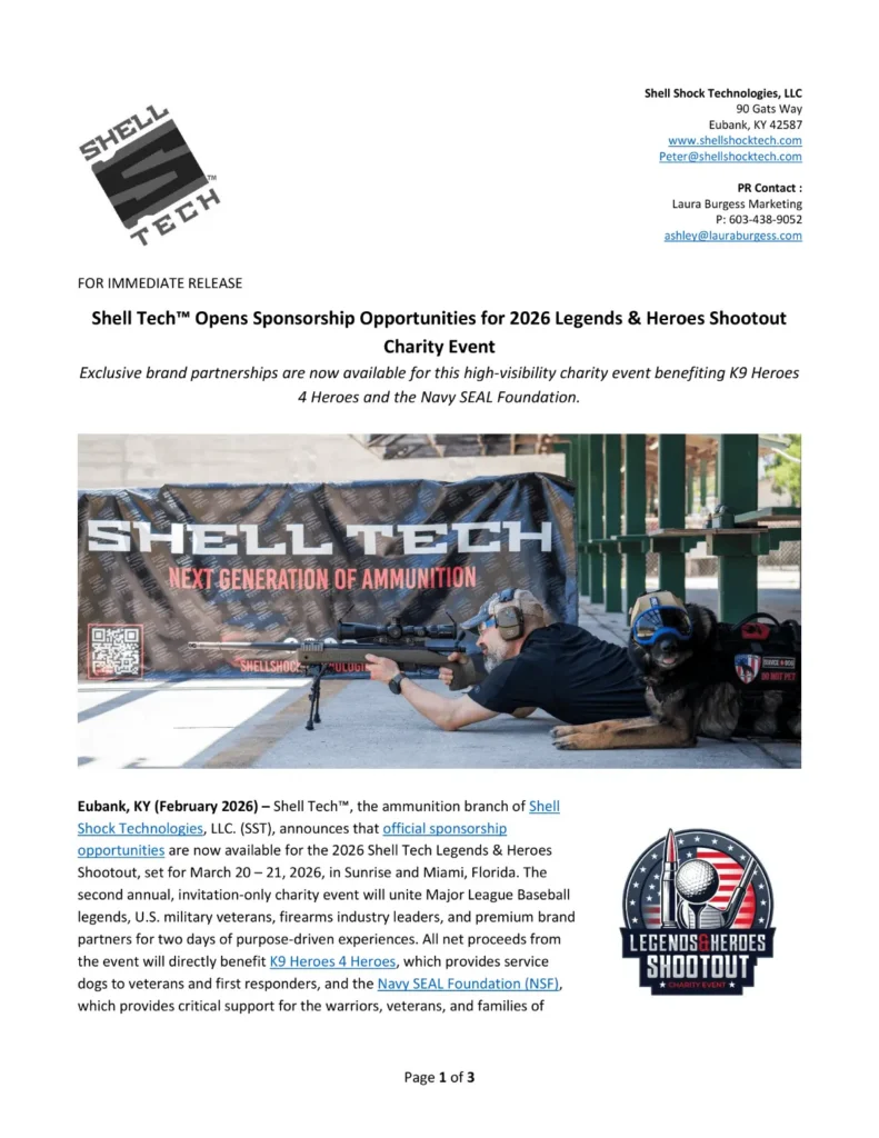 Shell Tech™ Opens Sponsorship Opportunities for 2026 Legends & Heroes Shootout Charity Event